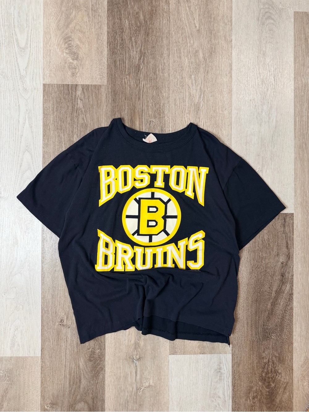 Vintage 80s Boston Bruins Black and Yellow Short Sleeve Tee